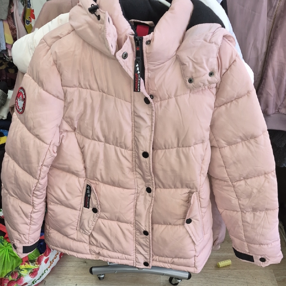 Light Pink Quilted Ski Puffer Jacket with High Collar